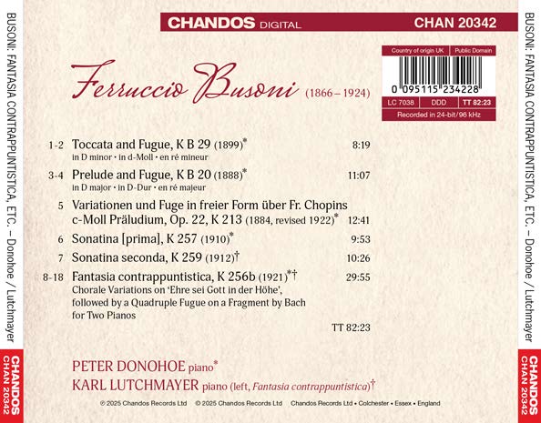 Busoni: Fantasia contrappuntistica; Chopin Variations; Sonat