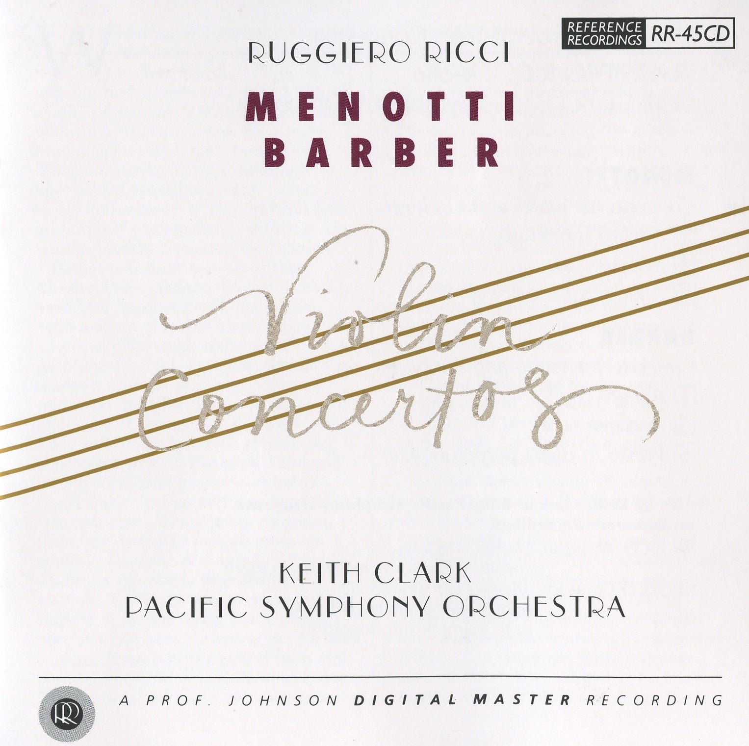 Menotti, Barber: Violin Concerti / Ricci, Clark, Pacific Symphony