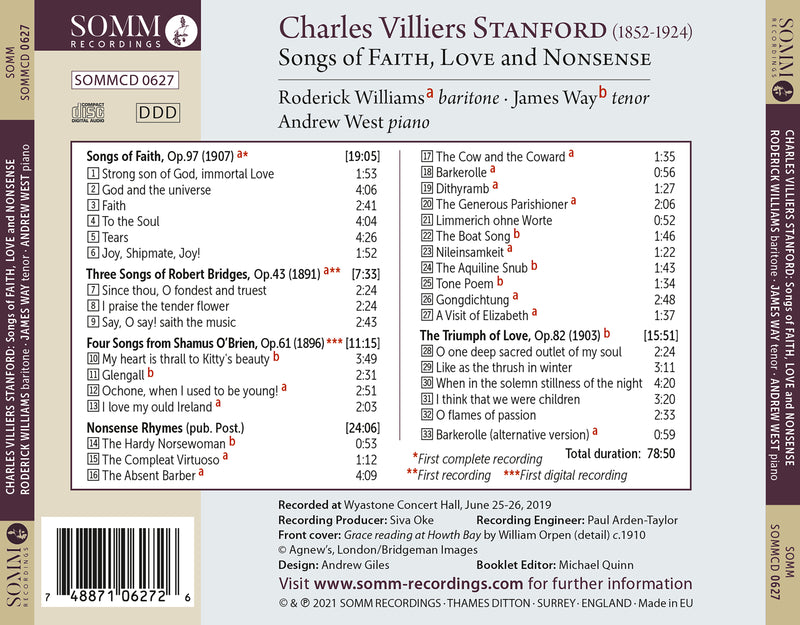 Stanford: Songs of Faith, Love and Nonsense / Williams, Way, West