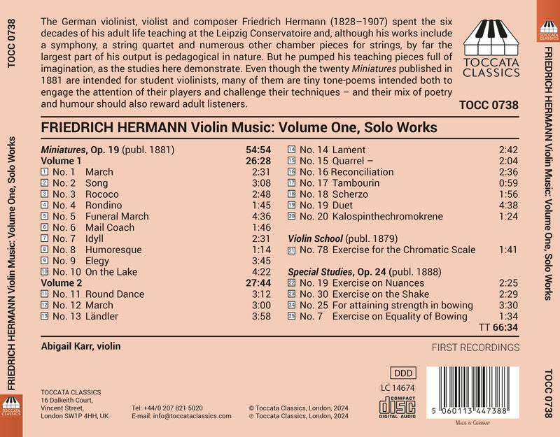 Hermann: Violin Music, Vol. 1 - Solo Works / Abigail Karr