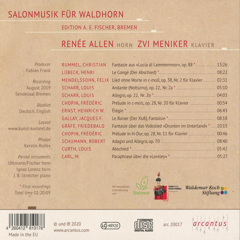Chopin, R. Schumann, Mendelssohn et al: Salonmusik für Waldhorn / Allen, Meniker