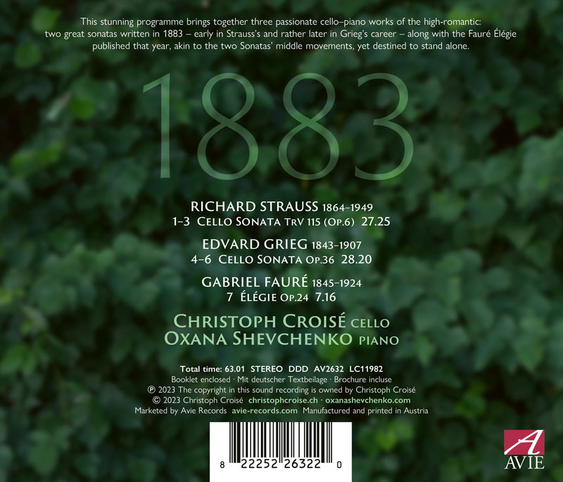 Grieg, Strauss & Fauré: 1883 - Music for Cello & Piano / Croisé, Shevchenko