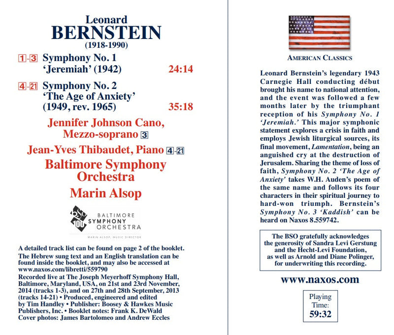 Bernstein: Symphonies Nos. 1 & 2 / Alsop, Baltimore Symphony