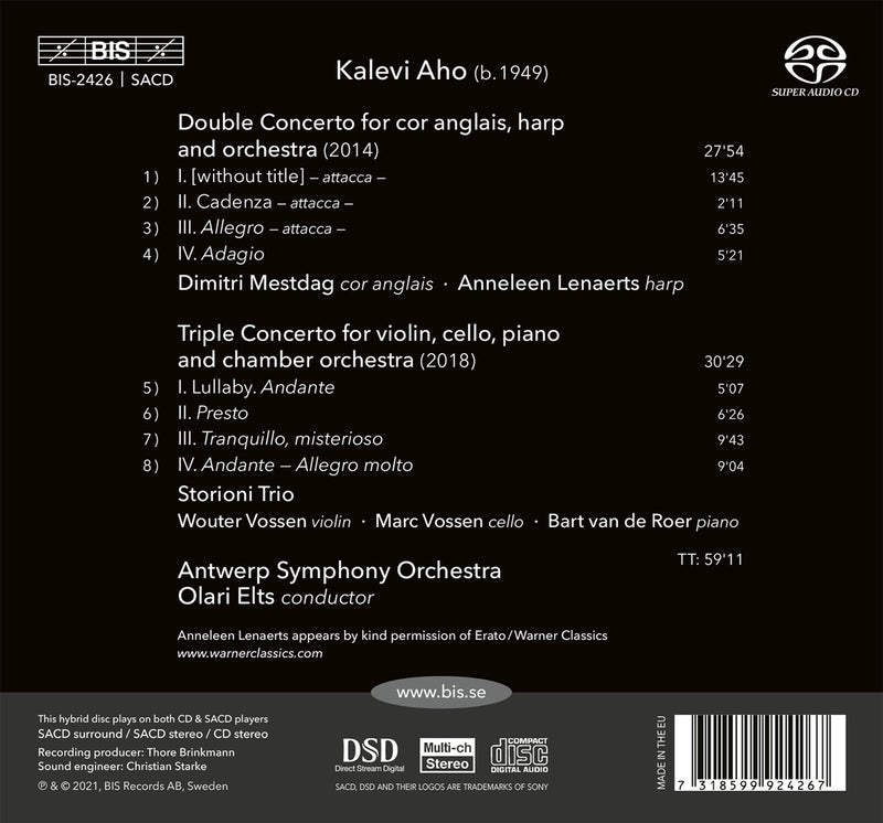 Aho: Double and Triple Concertos / Elts, Antwerp Symphony