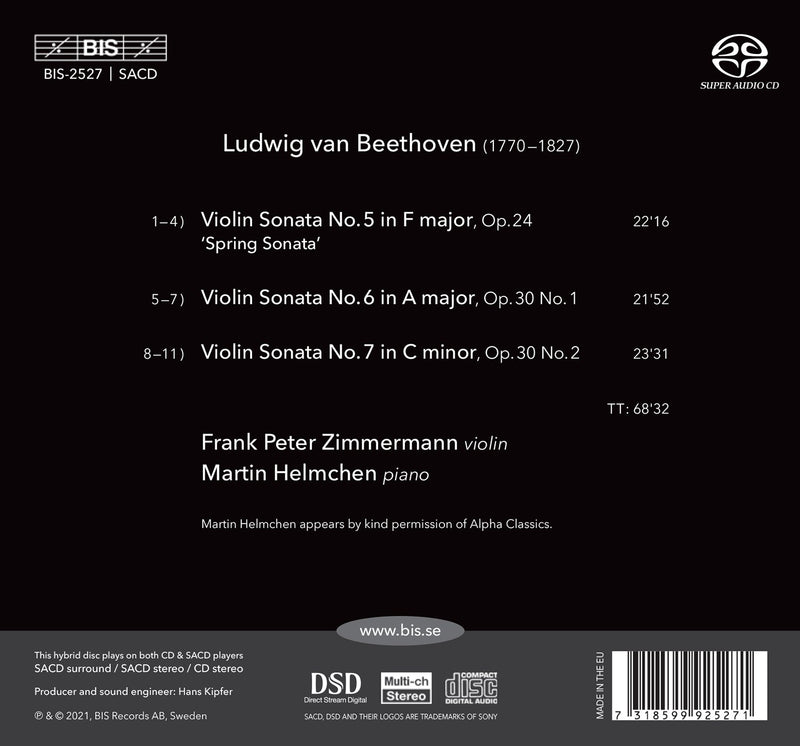 Beethoven: Violin Sonatas, Vol. 2 / Zimmermann, Helmchen