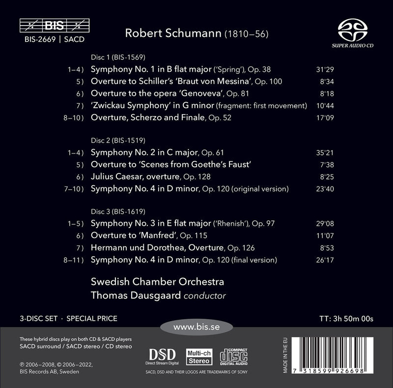 Schumann: The Symphonies & Overtures / Dausgaard, Swedish Chamber Orchestra