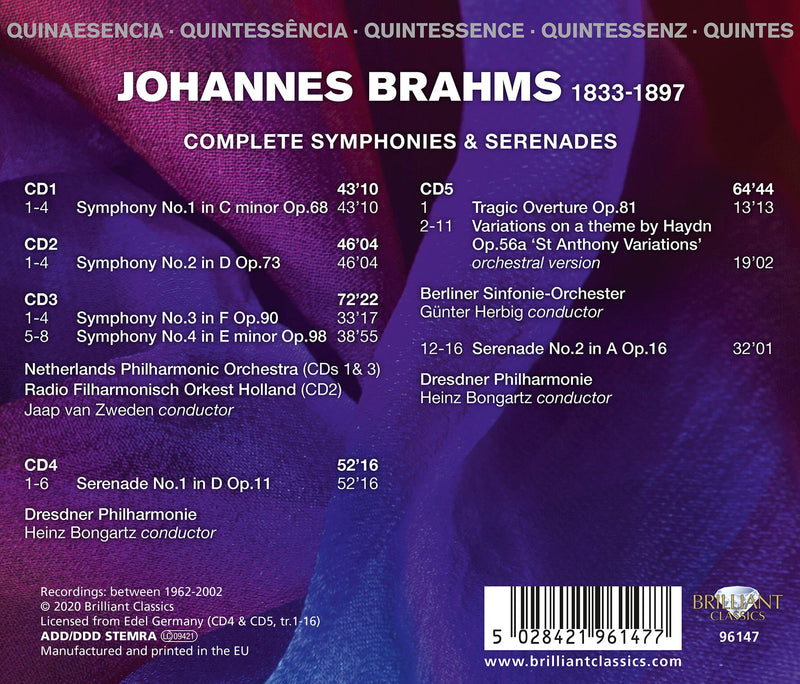 Brahms: Complete Symphonies & Serenades