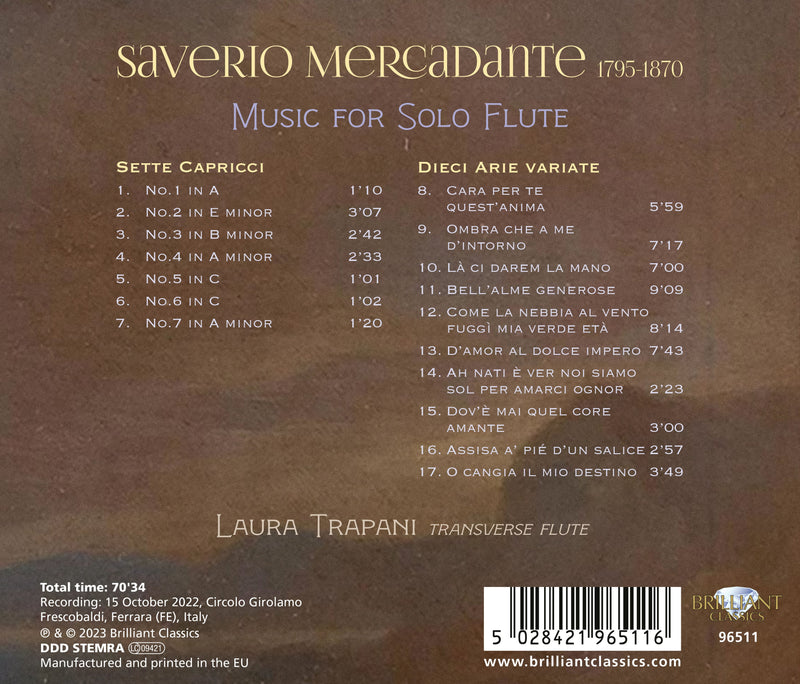 Mercadante: Music for Solo Flute / Trapani