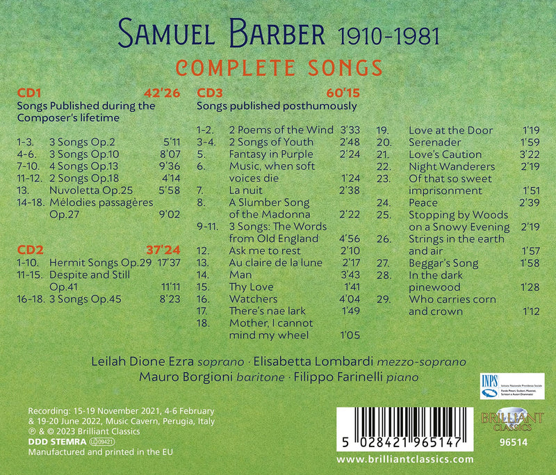 Barber: Complete Songs