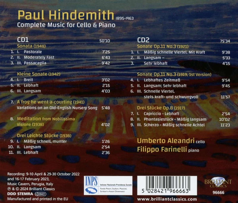 Hindemith: Complete Music for Cello & Piano / Aleandri, Farinelli