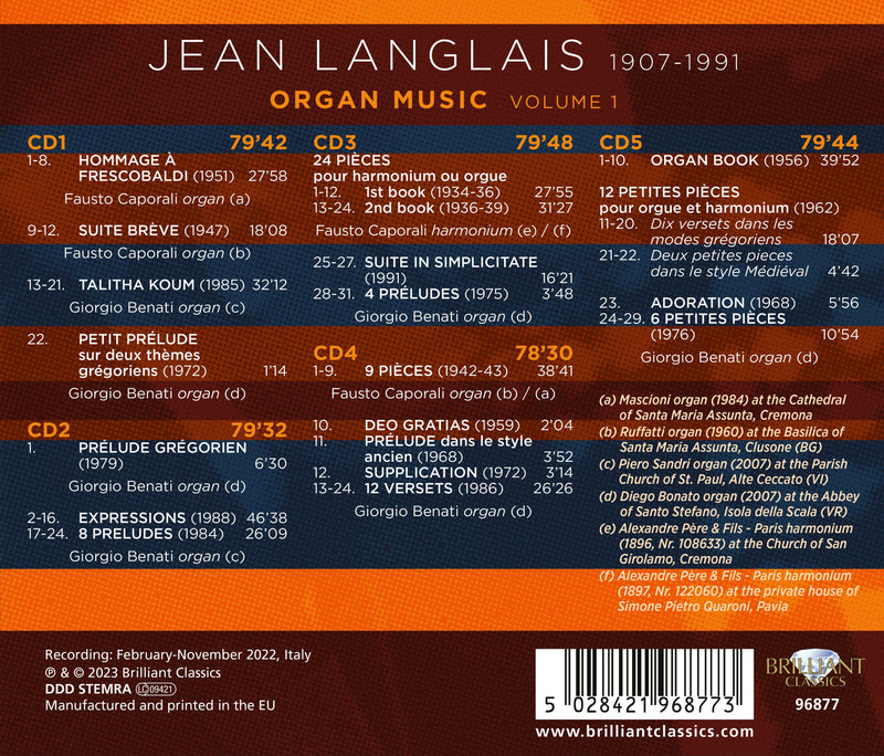 Langlais: Organ Music, Vol. 1 / Benati, Caporali