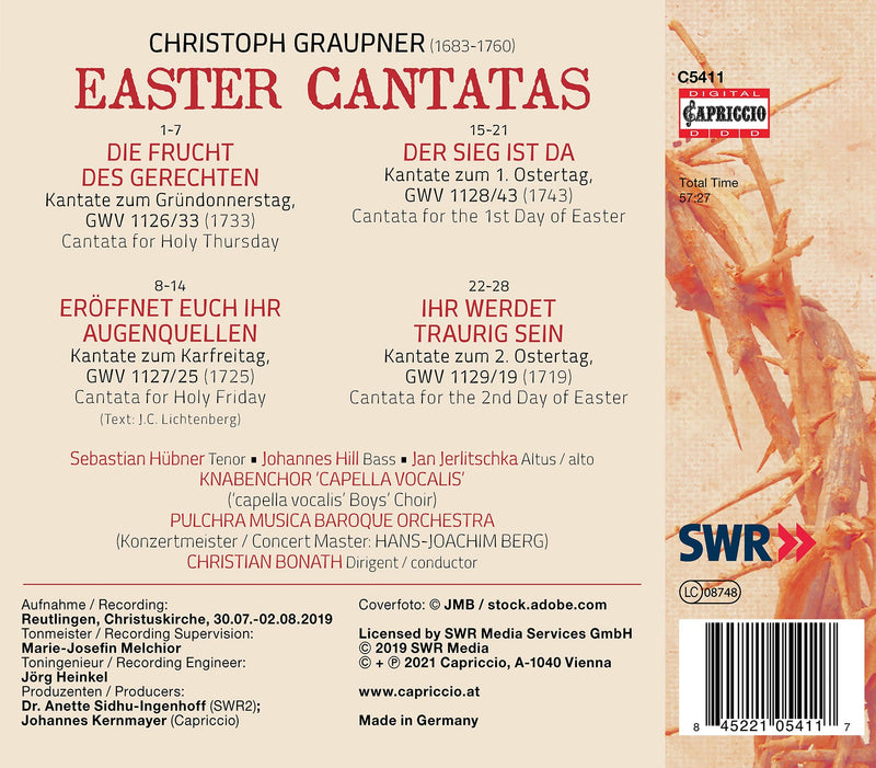 Graupner: Easter Cantatas / Bonath, Pulchra Musica Baroque Orchestra