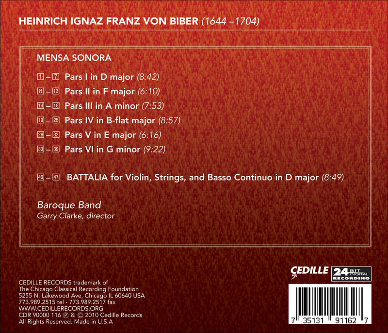 Biber: Mensa Sonora, Battalia / Clarke, Baroque Band