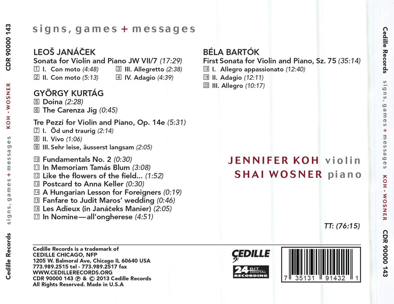 Signs, Games, Messages - Violin Sonatas from Eastern Europe / Jennifer Koh, Wosner