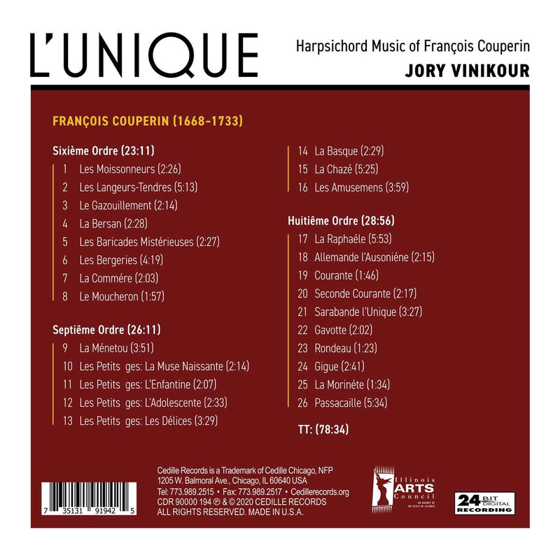 L'Unique - Harpsichord Music of Francois Couperin / Vinikour