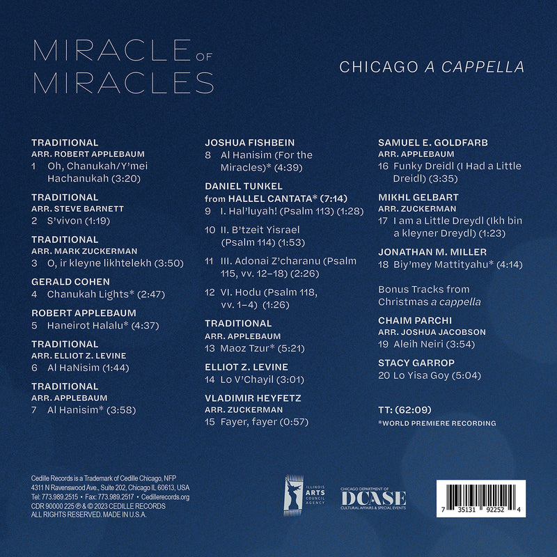 Miracle of Miracles - Works for Hanukkah / Chicago A Cappella