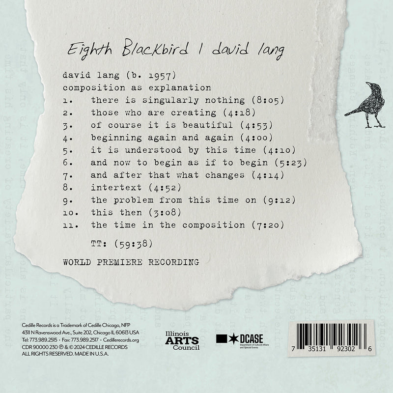 Lang: composition as explanation / Eighth Blackbird