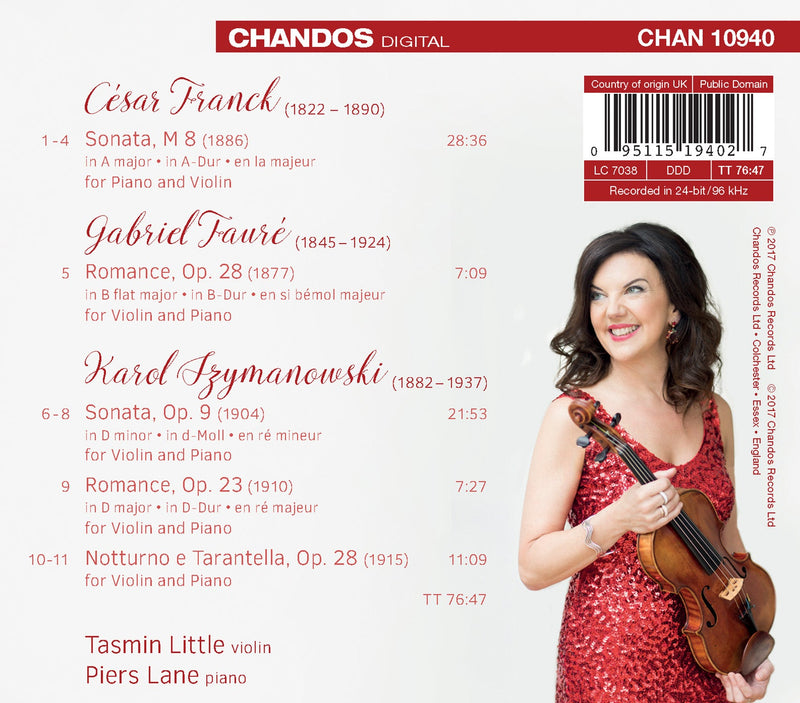 Franck, Fauré & Szymanowski: Works for Violin & Piano / Little