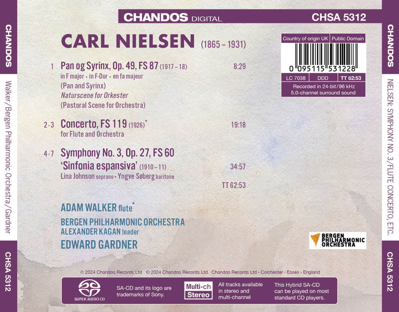 Nielsen: Flute Concerto; Symphony No. 3 / Walker, Gardner, Bergen Philharmonic