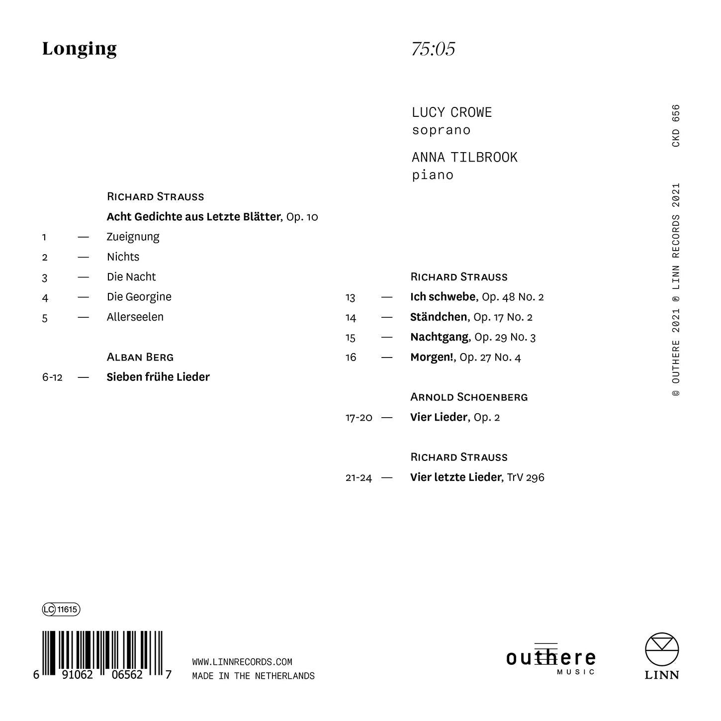 Longing - Lieder by Strauss, Berg, & Schoenberg