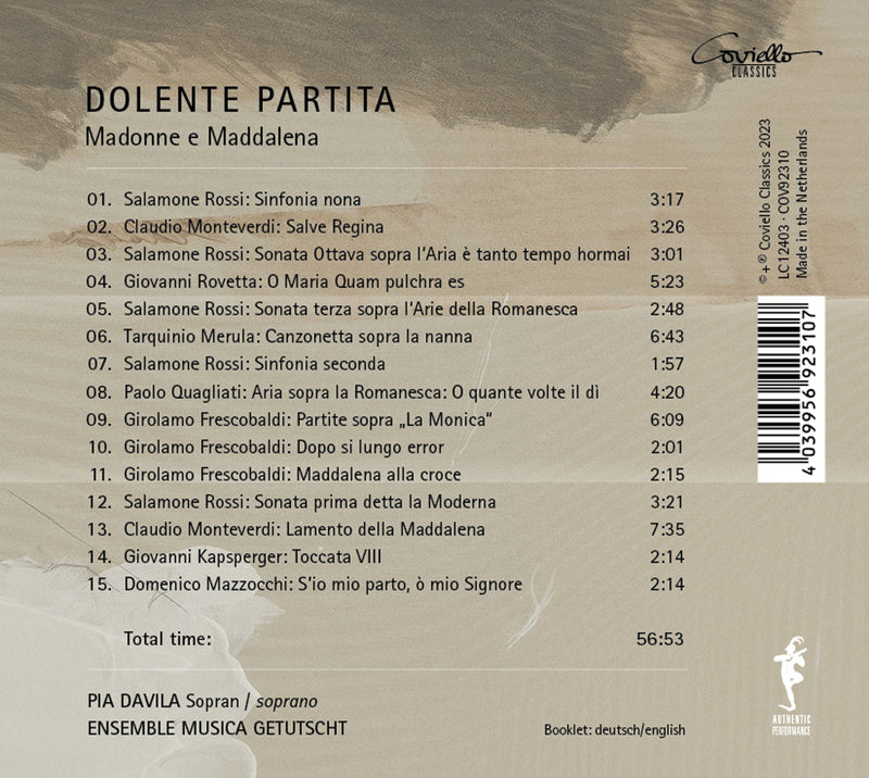 Dolente Partita - Madonna e Maddalena -  Works by Monteverdi and his contemporaries