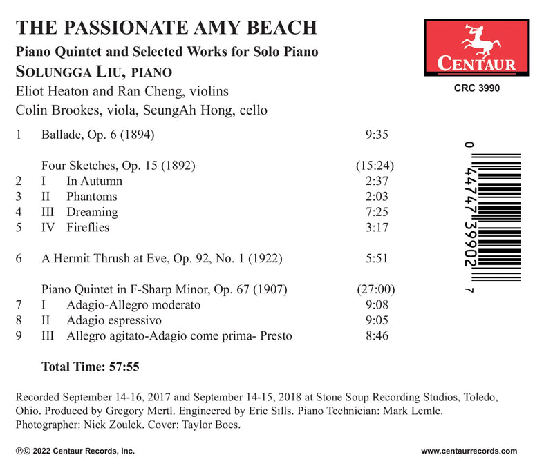 The Passionate Amy Beach / Solungga Liu