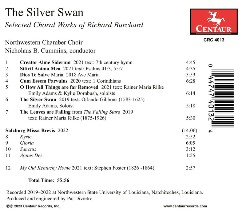 Burchard: The Silver Swan / Cummins, Northwestern Chamber Choir