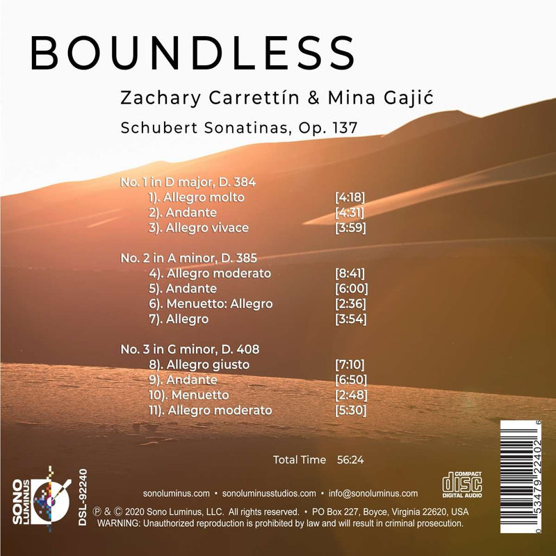 Boundless - Schubert: Sonatinas / Carrettin, Gajic