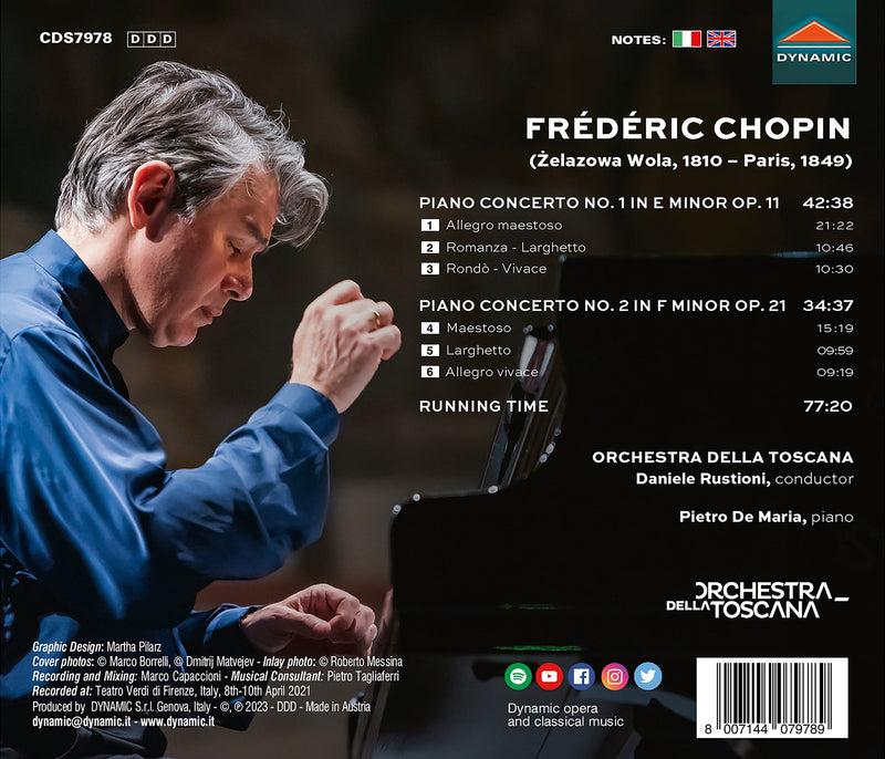 Chopin: Piano Concertos Nos. 1 & 2 / Pietro de Maria, Rustioni, Tuscan Orchestra
