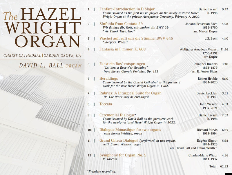 The Restored Hazel Wright Organ - The First Recording / Ball