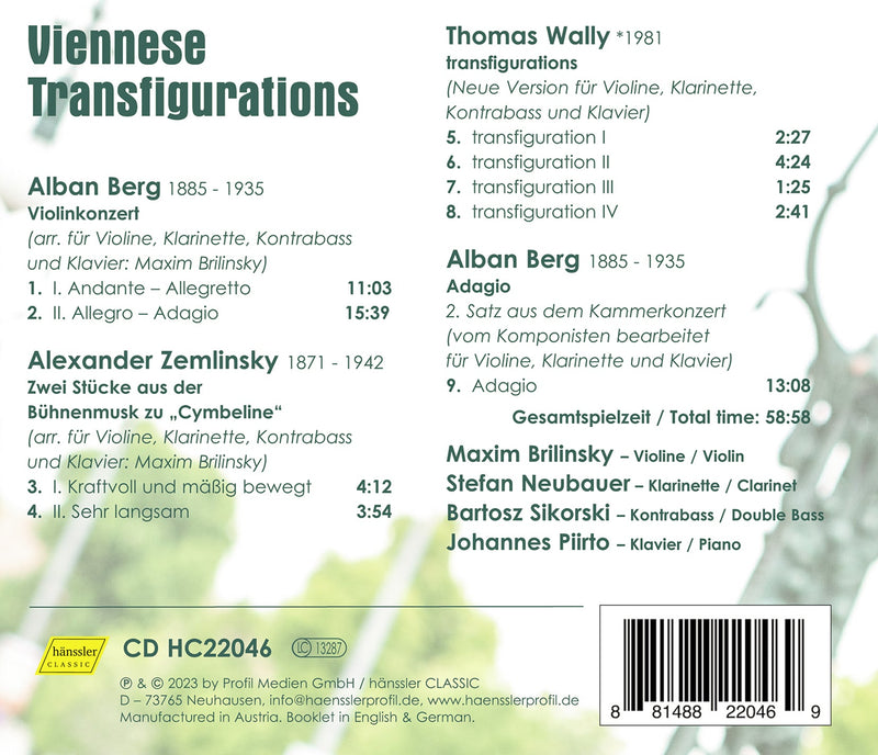 Viennese Transfigurations - Berg, Wally, & Zemlinsky