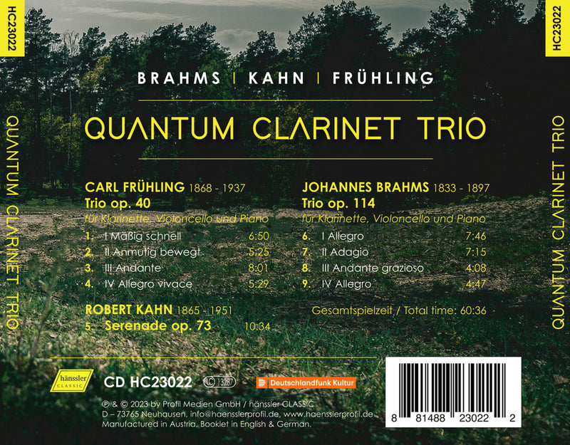 Brahms, Kahn & Frühling: Trios for Clarinet, Cello & Piano / Quantum Clarinet Trio