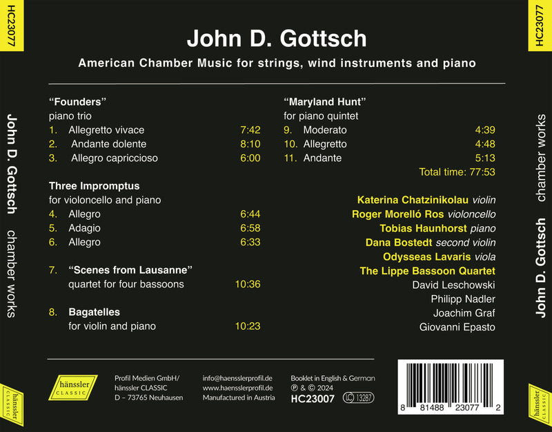 Gottsch: American Chamber Music for strings, wind instruments & piano