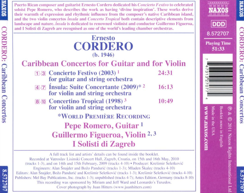 Cordero: Caribbean Concertos for Guitar & Violin / Romero, Figueroa, Solisti Di Zagreb