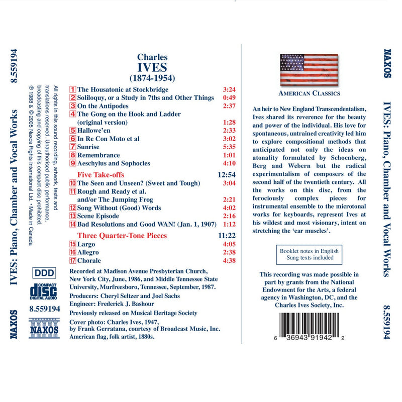Charles Ives: Hallowe'en, Quarter-Tone Pieces & More / Seltzer, Sachs, Continuum