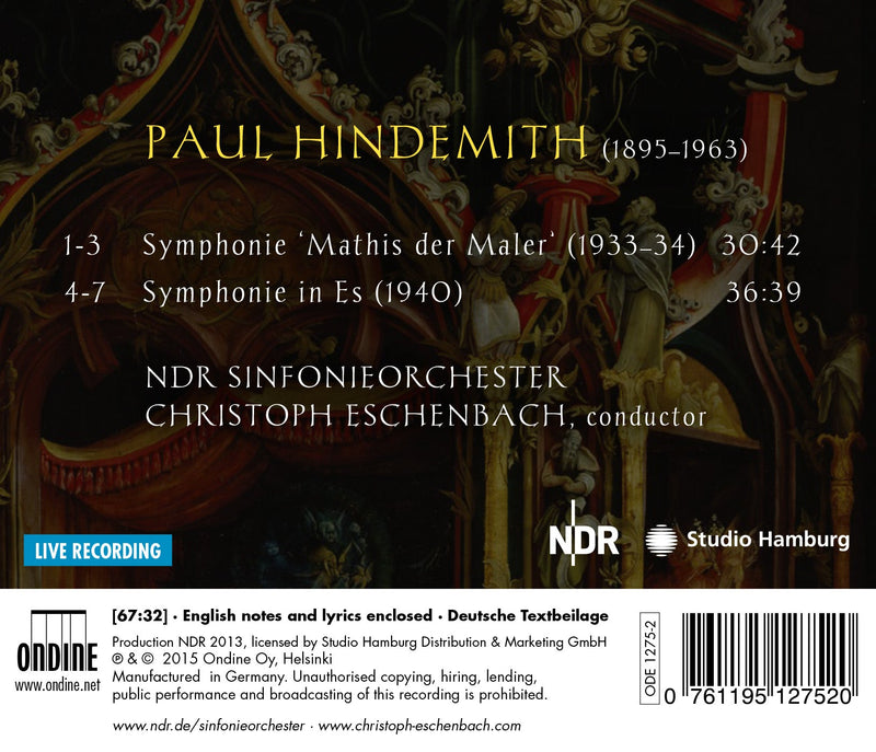 Hindemith: Works for Orchestra / Eschenbach, NDR Symphony
