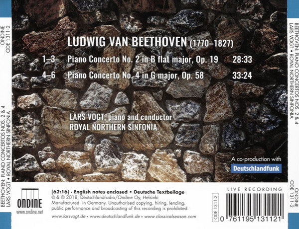 Beethoven: Piano Concertos Nos. 2 & 4 / Vogt, Royal Northern Sinfonia