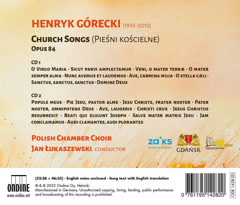 Górecki: Church Songs, Op. 84 / Łukaszewski, Polish Chamber Choir