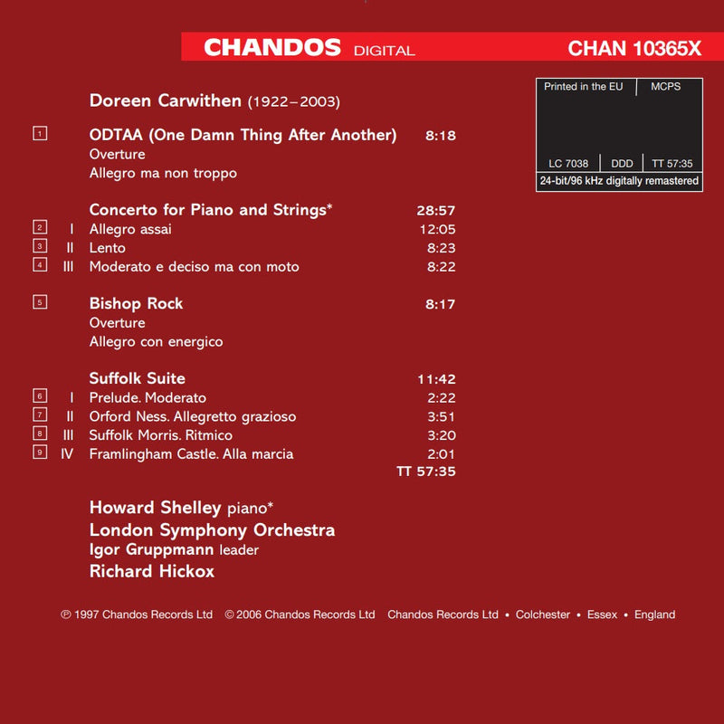 Carwithen: Piano Concerto, Odtaa, Etc / Hickox, Shelley