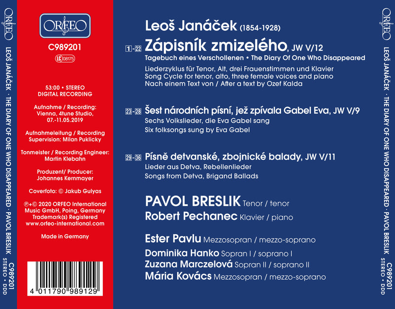 Janáček: The Diary of One Who Disappeared / Breslik, Pechanec