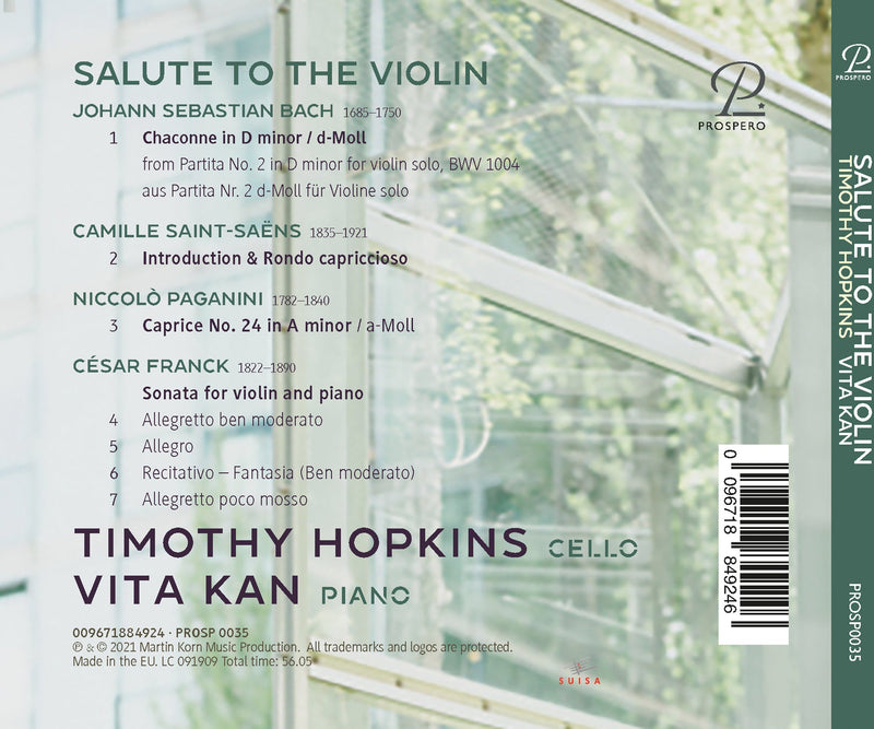 Bach, Saint-Saëns, Paganini, Franck: Salute to the Violin / Timothy Hopkins & Vita Kan