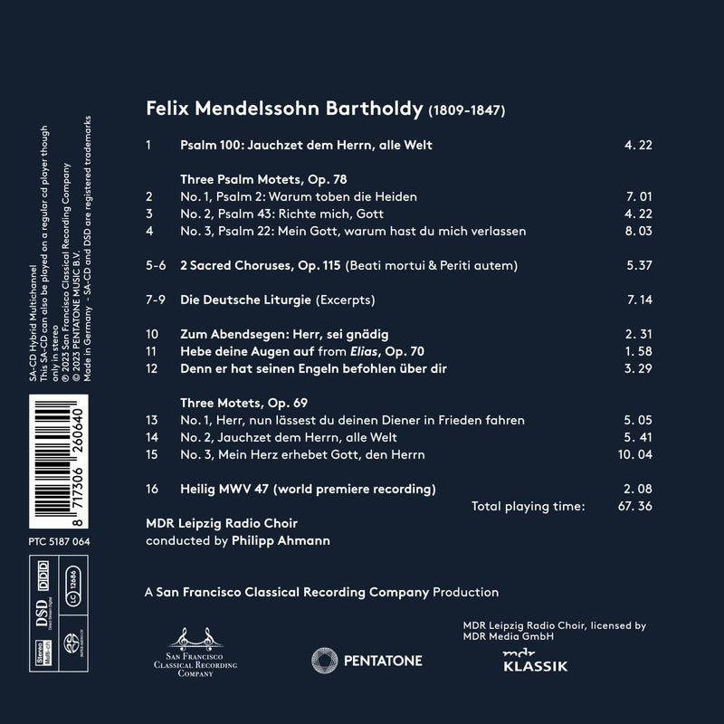 Mendelssohn: Choral Works / Ahmann, MDR Radio Symphony Choir