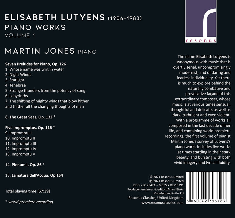 Lutyens: Piano Works, Vol. 1 / Martin Jones