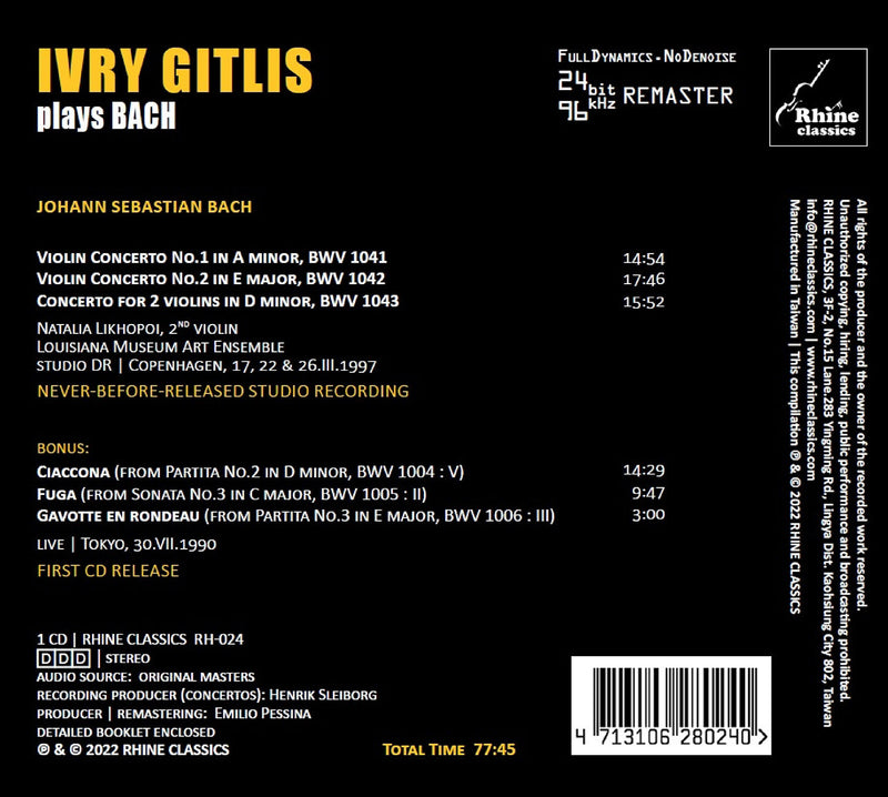 Bach: Violin Concertos / Ivry Gitlis