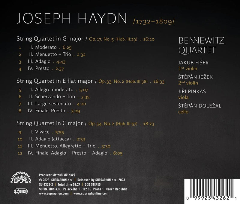 Haydn: String Quartets Op, 17, 33 & 54 / Bennewitz Quartet