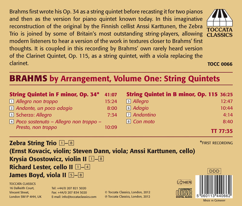 Brahms By Arrangement, Vol. 1