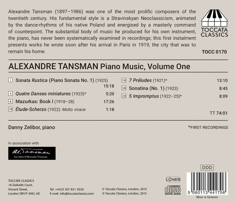Tansman: Piano Music, Vol. 1 / Zelibor