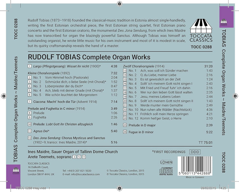 Tobias: Complete Organ Works / Teemets, Maidre