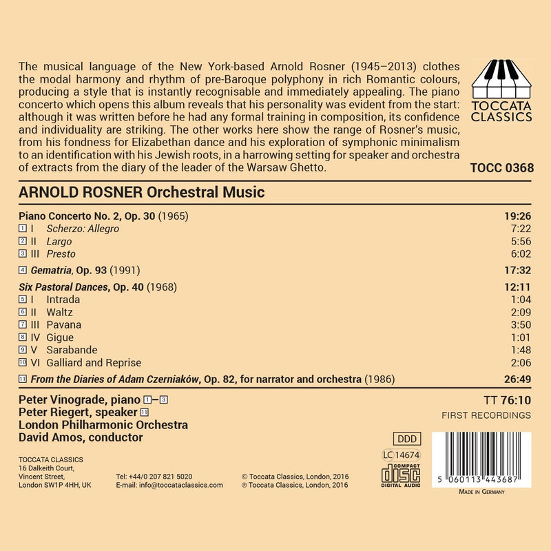 Rosner: Orchestral Music / Amos, London Philharmonic