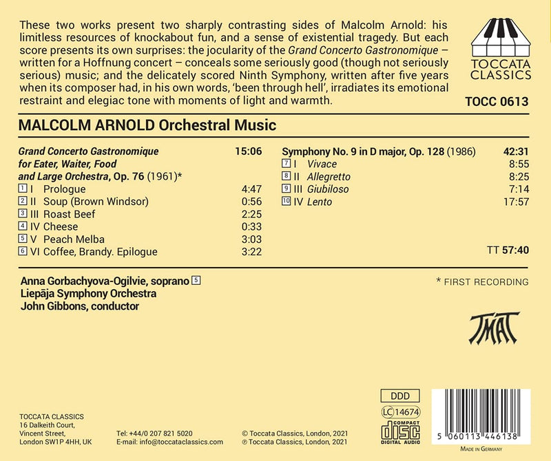 Arnold: Symphony No. 9; Grand Concerto / Gibbons, Liepāja Symphony